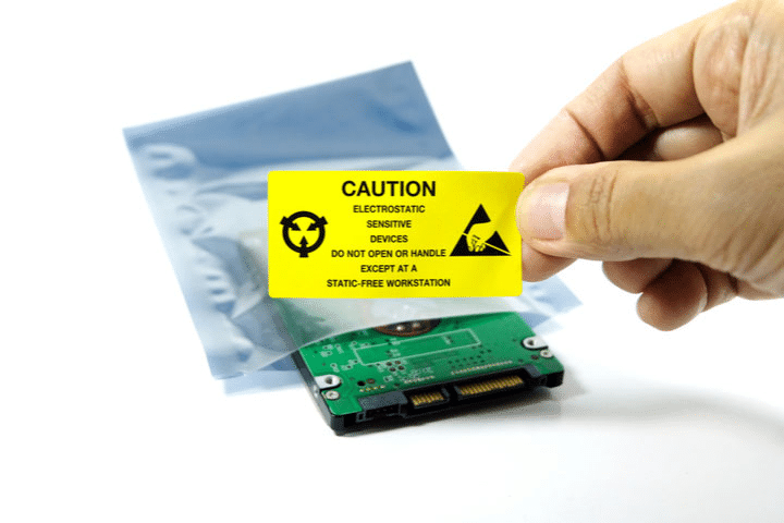 Electronic components in ESD protective packaging
