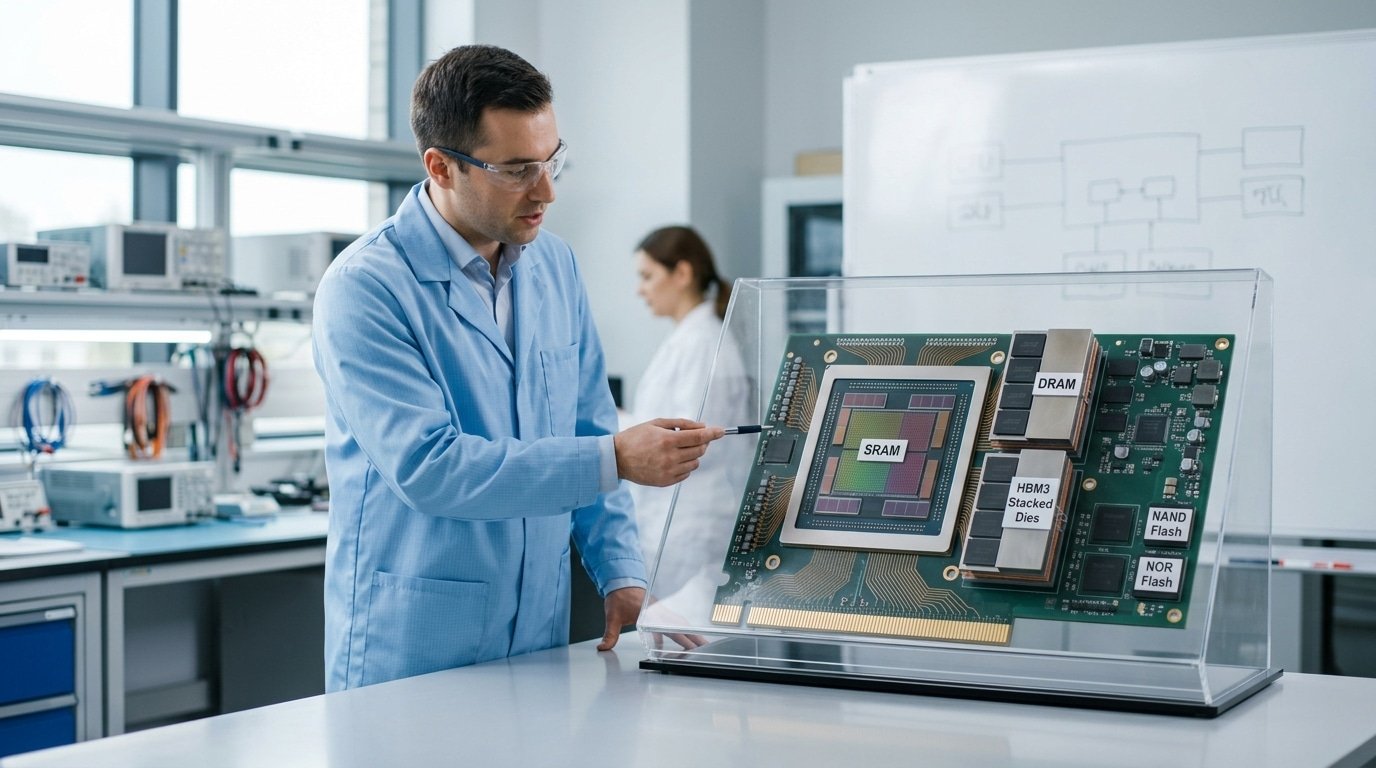 types of semiconductor chips memory DRAM SRAM NAND NOR HBM3