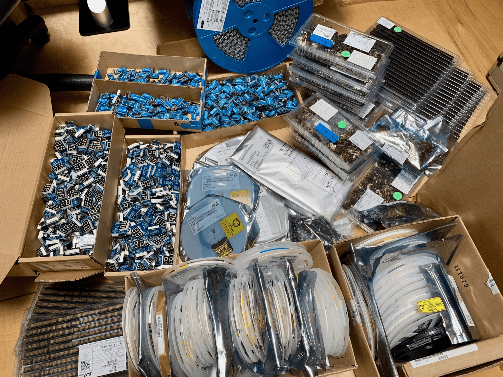 Electronic components received by a customer after delivery