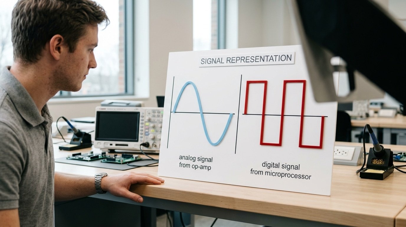 analog vs digital chips explained showing continuous voltage versus binary signals