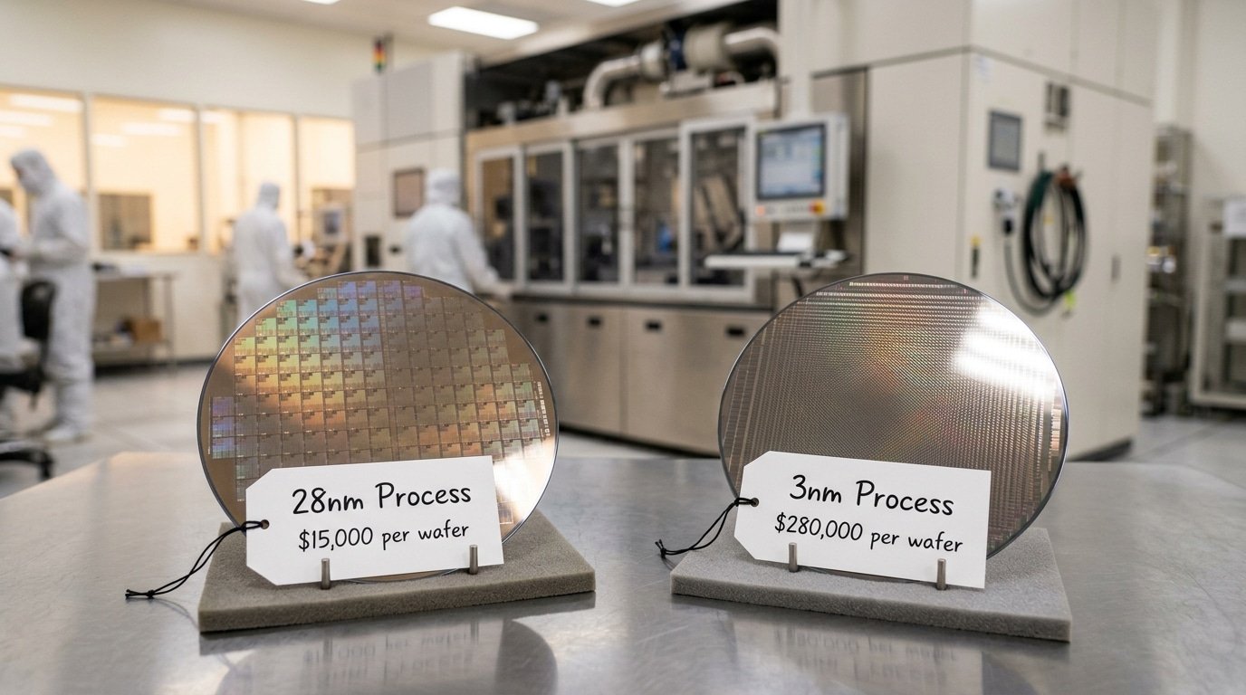 electronic chip price per unit by process node 28nm vs 3nm wafer cost