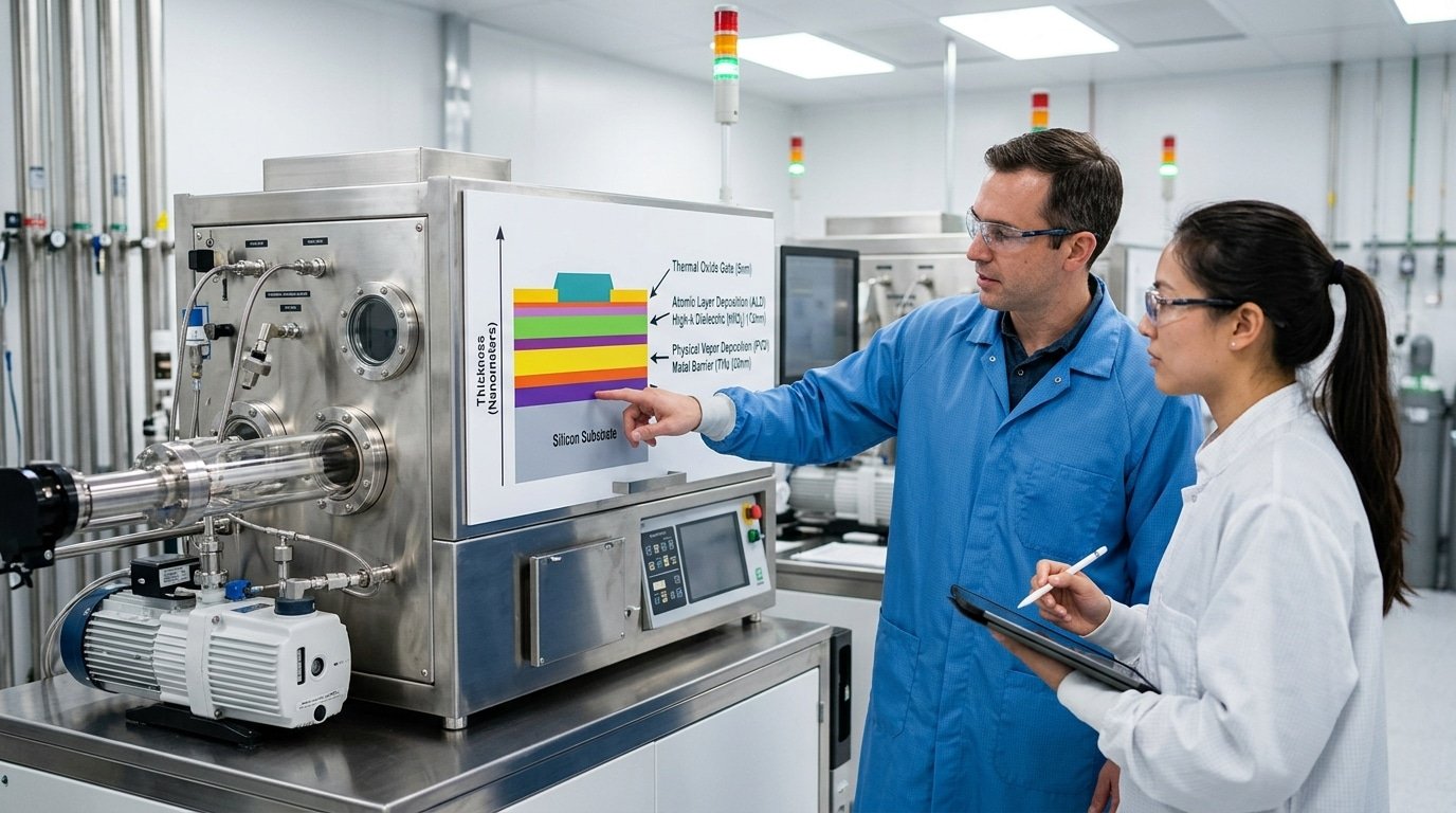 How electronic chips are made: growing oxide layers and depositing thin films via CVD ALD PVD
