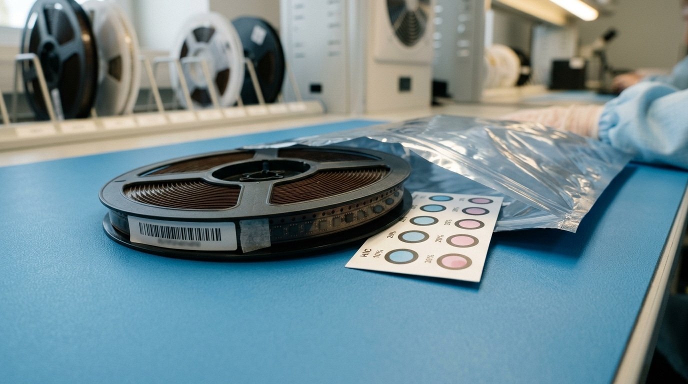 how to verify counterfeit electronic chips by inspecting reel labels and moisture indicator cards