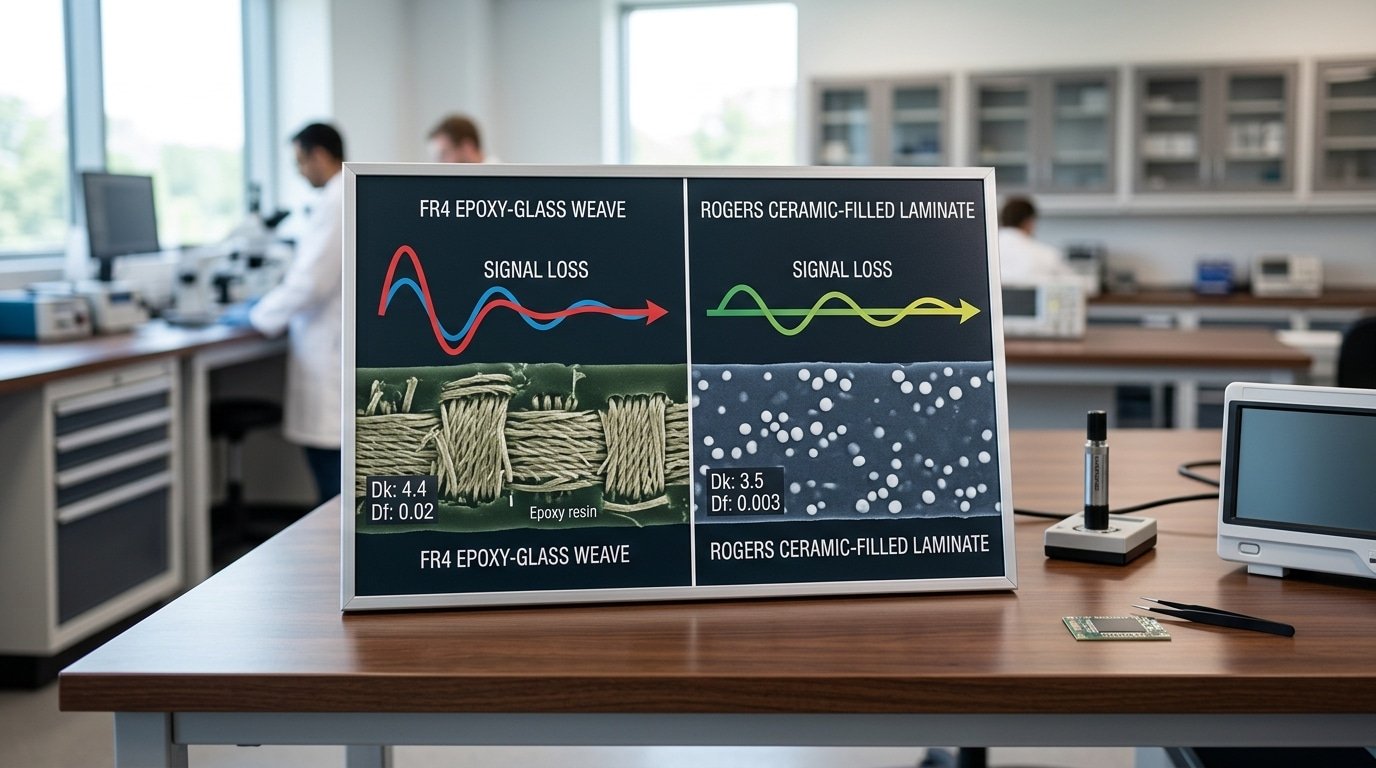 FR4 vs Rogers Dk Df comparison for high-frequency PCB design