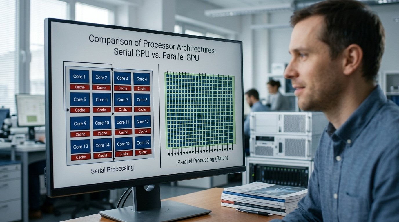 GPU vs CPU core architecture serial versus parallel cores comparison
