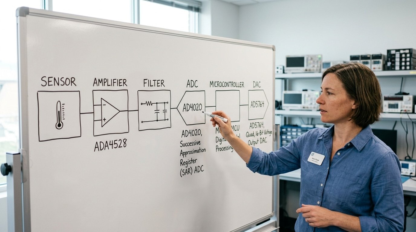 Analog Devices applications of analog chips across the signal chain stages