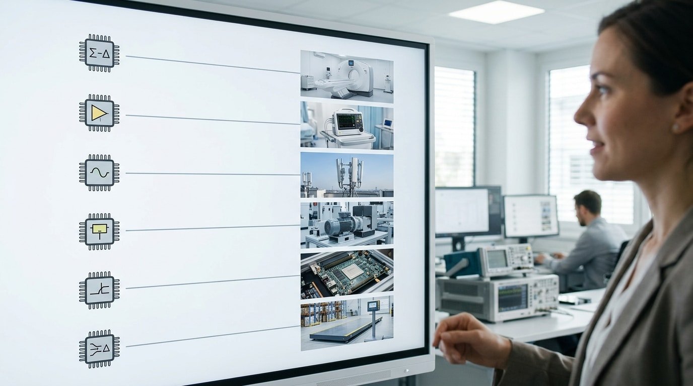 Application-to-product mapping across Analog Devices analog chip families