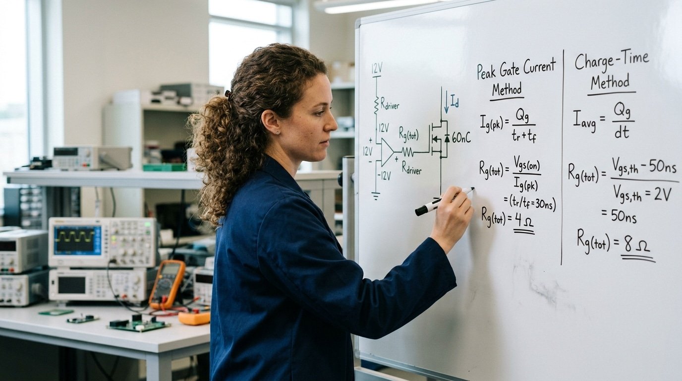 MOSFET gate resistor selection techniques worked example calculation 100A device