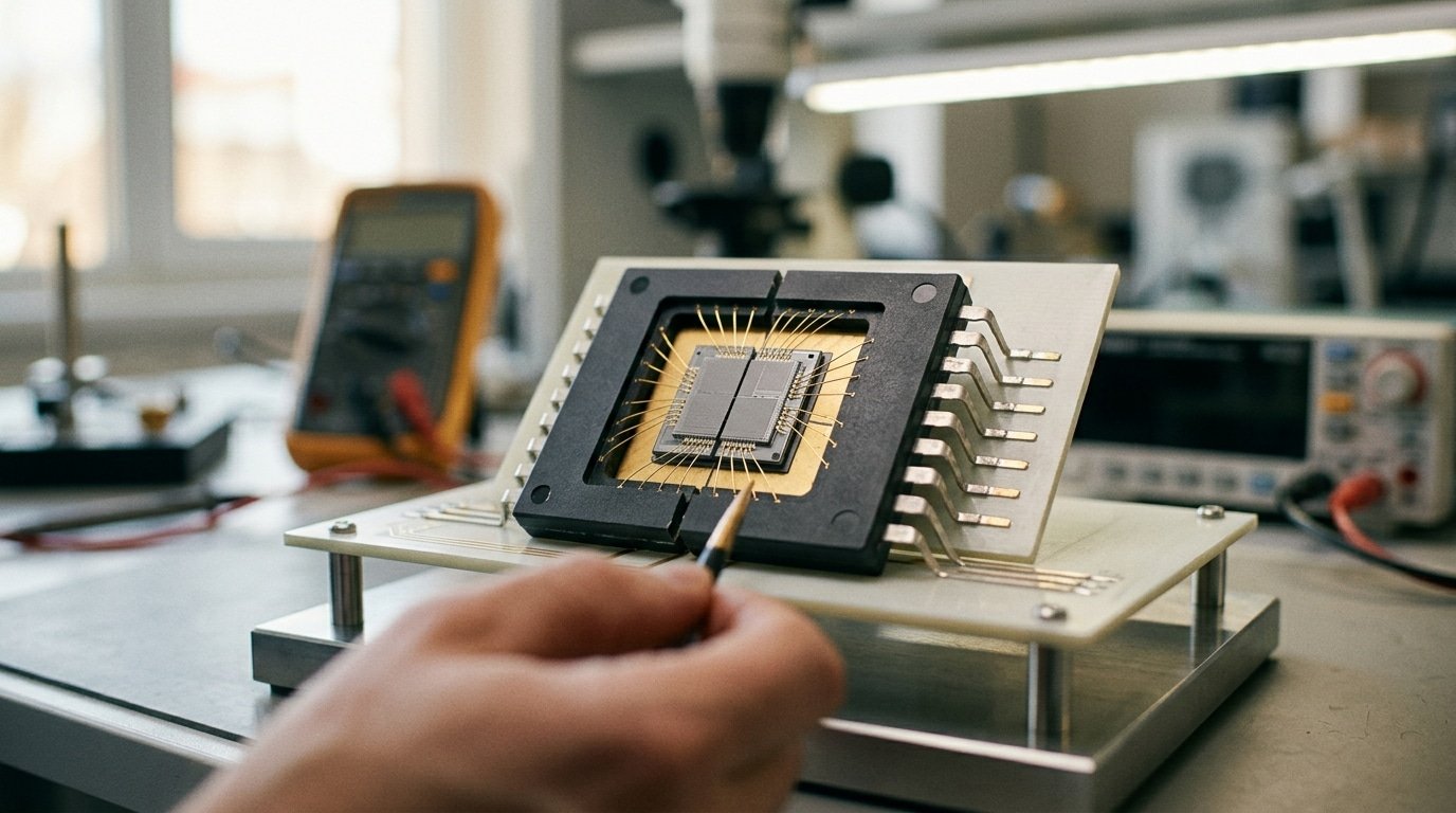 Anatomy showing integrated circuit vs microchip die package and pins