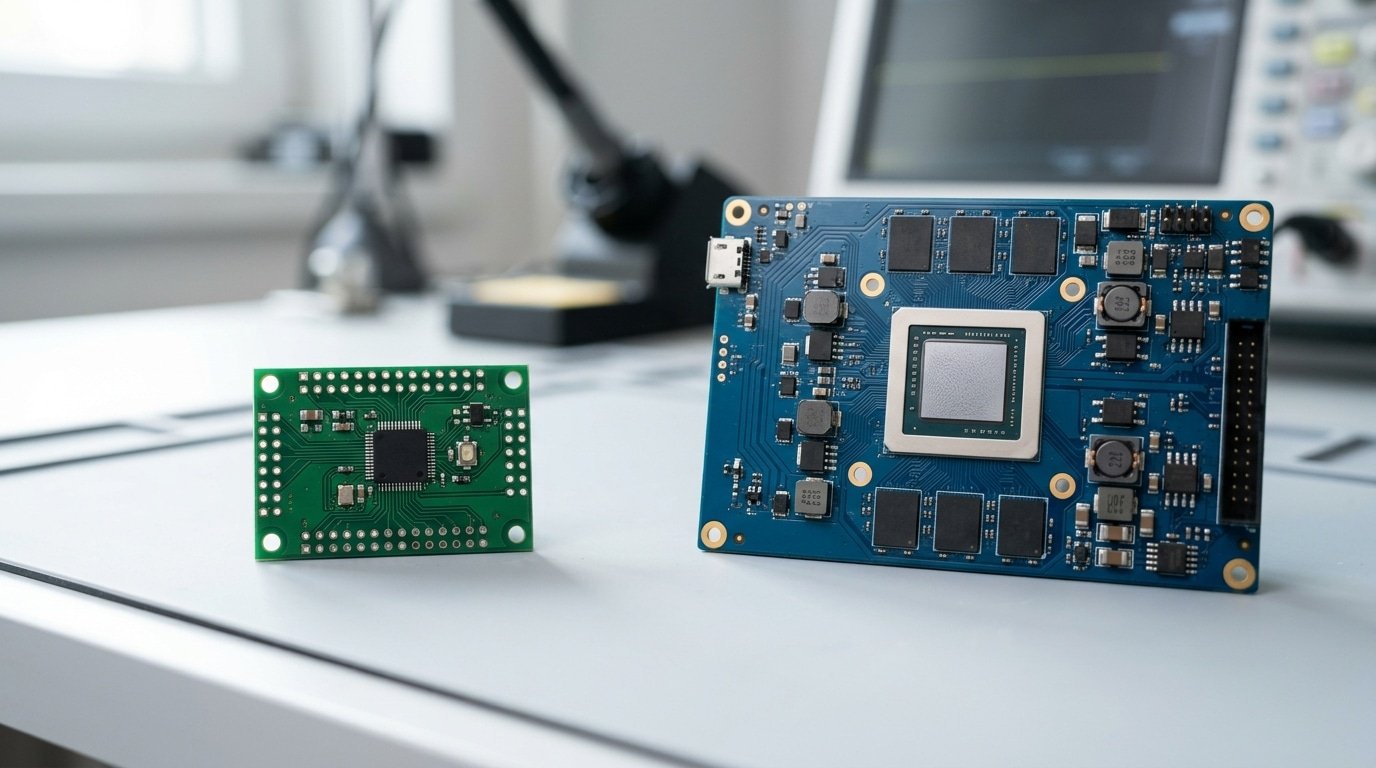 microcontroller vs microprocessor chip comparison on circuit boards