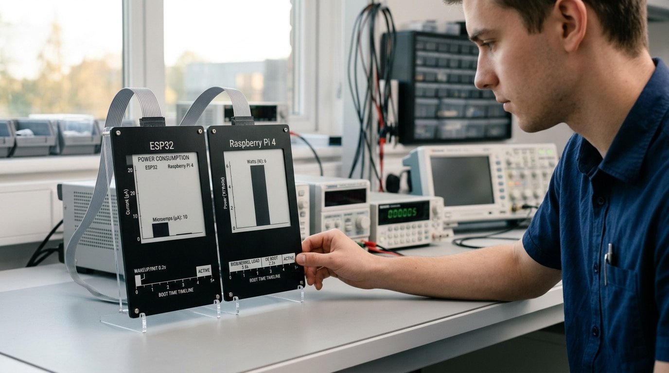 microcontroller vs microprocessor chip power consumption and boot time benchmark