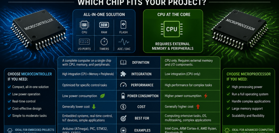 Microcontroller vs Microprocessor Which Chip Fits Your Project Microcontroller vs Microprocessor Which Chip Fits Your Project