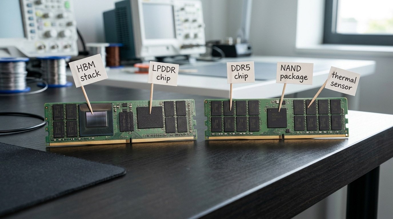 Comparison of Samsung and SK Hynix storage chips showing five key differences