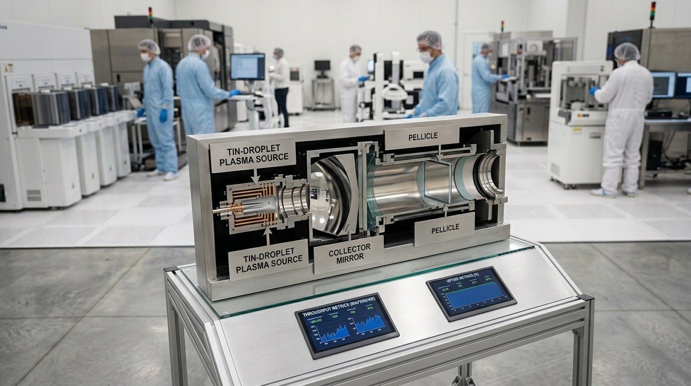 EUV lithography for chip fabrication throughput and uptime bottlenecks