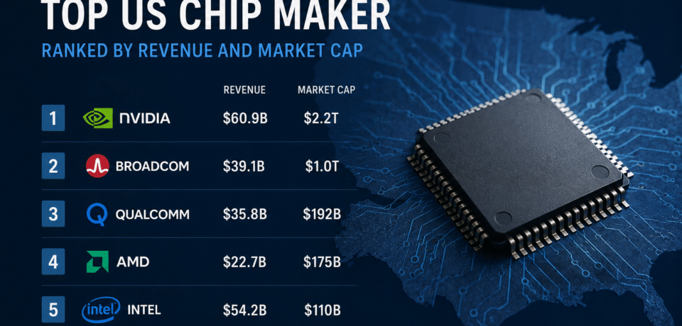 Top US chip maker ranked by revenue and market cap Top US chip maker ranked by revenue and market cap