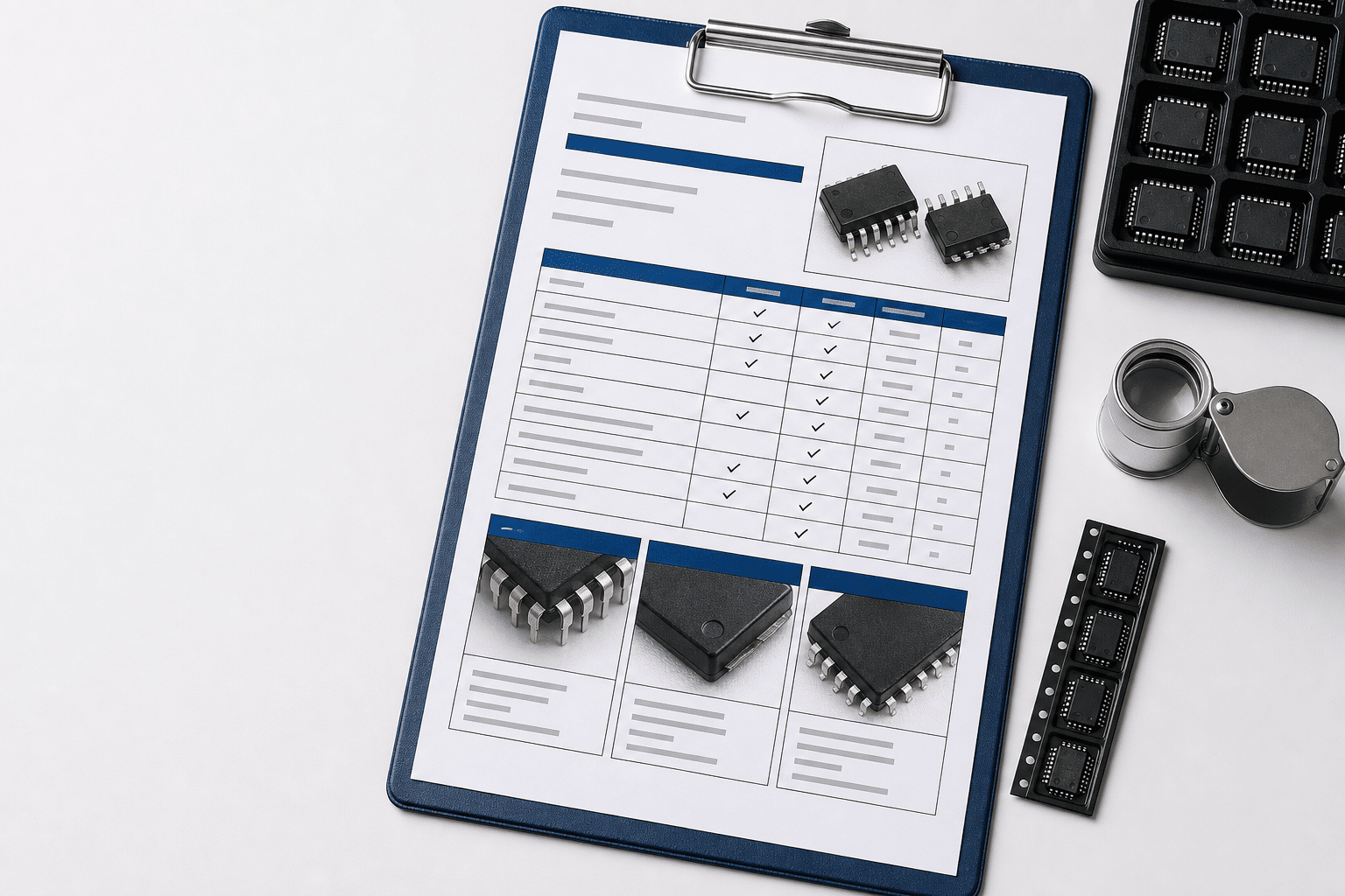 Electronic component inspection and procurement evidence chart