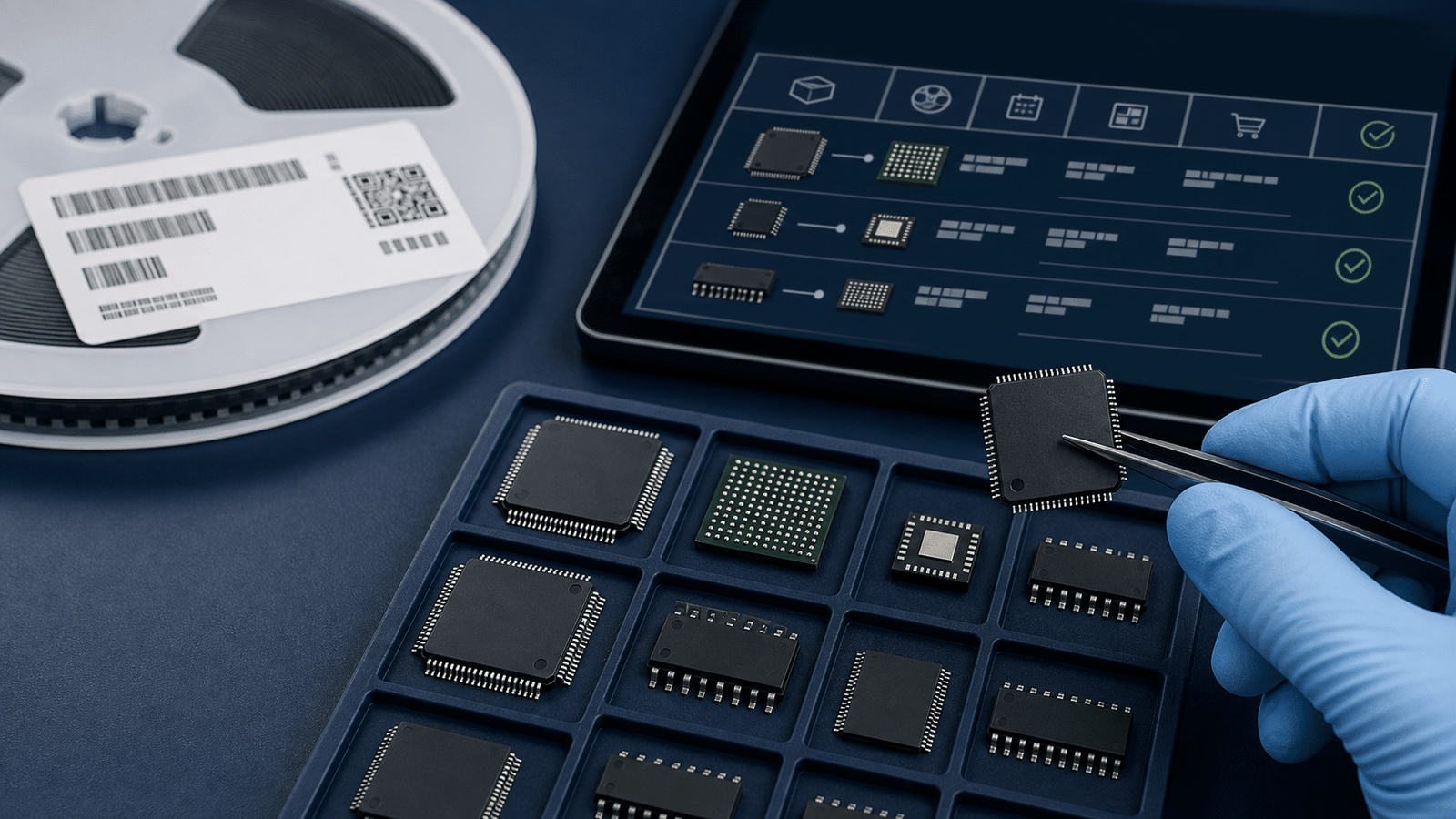 Electronic semiconductor components for part number sourcing